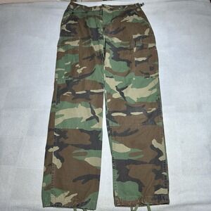 Vintage 90s Army Hot Weather Woodland Camo Combat Military BDU Pants Medium Long